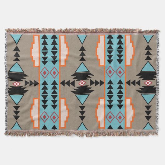 Aztec Mexican Geometric Pattern Deken (Voorkant)