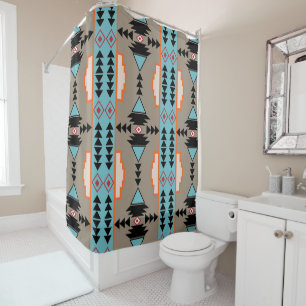 Aztec Mexican Geometric Pattern Douchegordijn