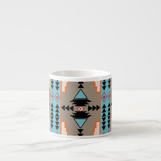 Aztec Mexican Geometric Pattern Espresso Kop (Voorkant)