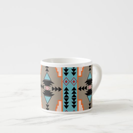 Aztec Mexican Geometric Pattern Espresso Kop (Voorkant rechts)