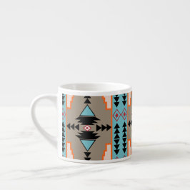 Aztec Mexican Geometric Pattern Espresso Kop