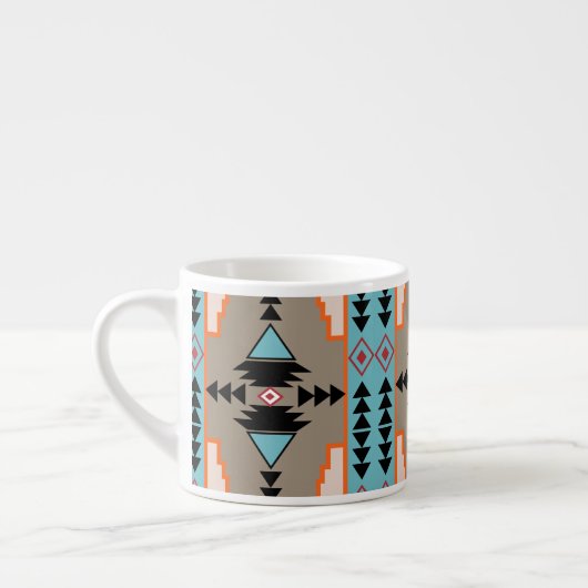 Aztec Mexican Geometric Pattern Espresso Kop (Links)