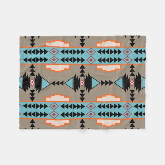 Aztec Mexican Geometric Pattern Fleece Deken (Voorkant (Horizontaal))