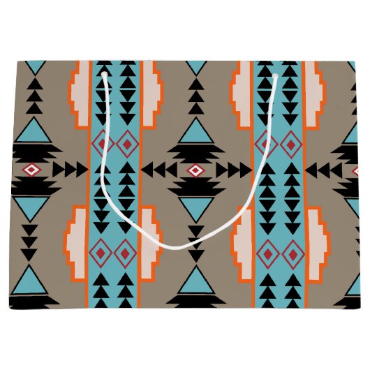Aztec Mexican Geometric Pattern Groot Cadeauzakje (Voorkant)