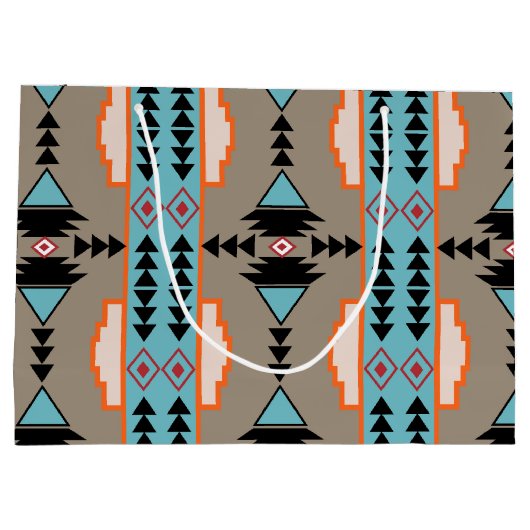 Aztec Mexican Geometric Pattern Groot Cadeauzakje (Achterkant)