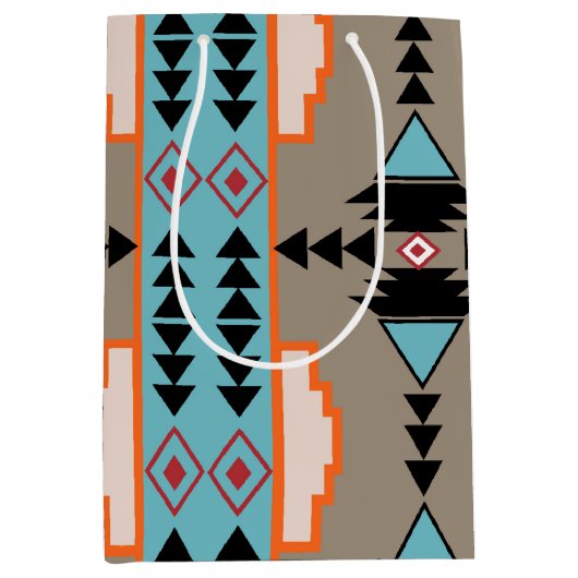 Aztec Mexican Geometric Pattern Medium Cadeauzakje (Voorkant)