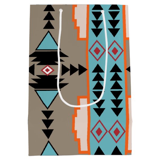 Aztec Mexican Geometric Pattern Medium Cadeauzakje (Achterkant)