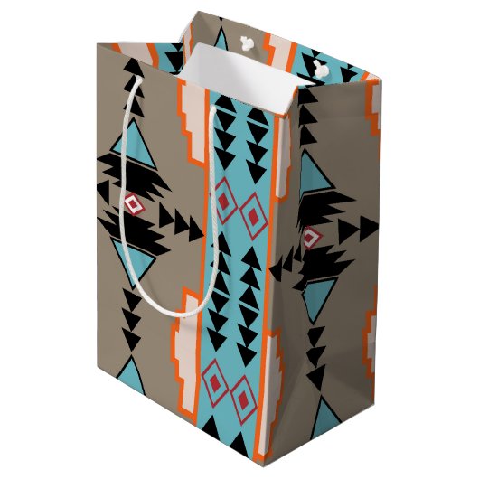 Aztec Mexican Geometric Pattern Medium Cadeauzakje (Achterkant Gekanteld)