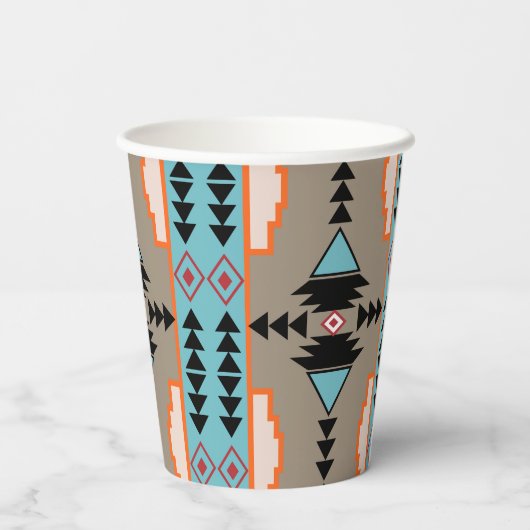 Aztec Mexican Geometric Pattern Papieren Bekers (Achterkant)