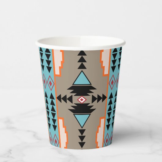 Aztec Mexican Geometric Pattern Papieren Bekers (Links)