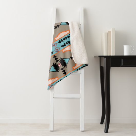 Aztec Mexican Geometric Pattern Sherpa Deken (In situ)