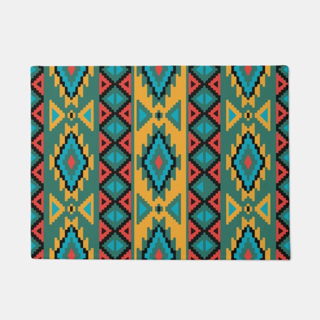 Aztec Mexican Indian Pattern Trend Hipster Design Deurmat (Voorkant)