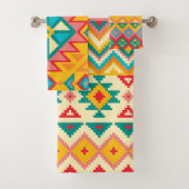 Aztec Mexican Rug Pattern Bad Handdoek (Insitu)