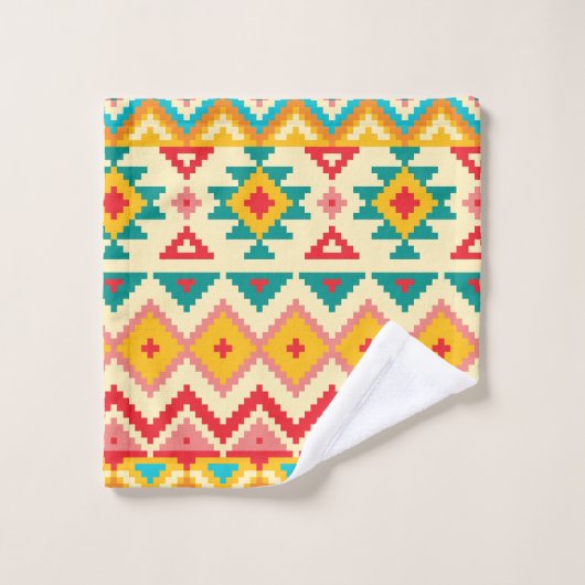 Aztec Mexican Rug Pattern Bath Towel Set Bad Handdoek (Wasdoekje)