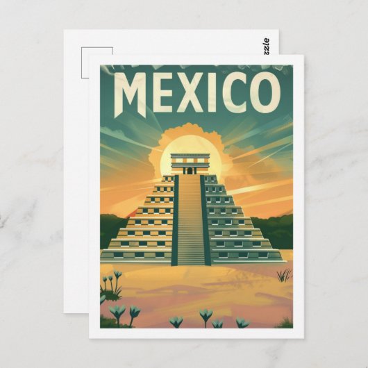 Aztec Mexico Vintage Beroemde reisplaats Briefkaart (Voorkant / Achterkant)