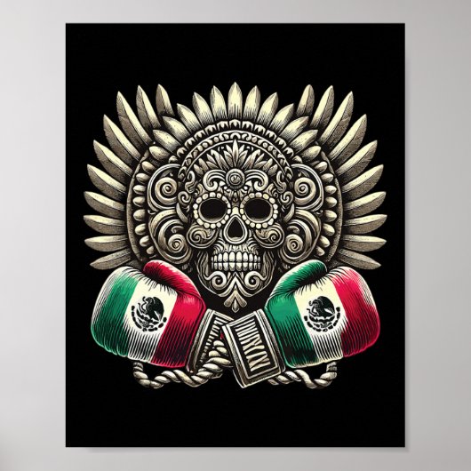 Aztec Mictlantecuhtli Mexican Pride Boxing 1 Poster (Voorkant)