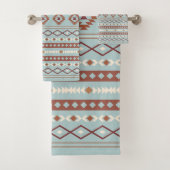 Aztec Mixed Motive Pattern Rusts Cream Blue Bad Handdoek (Insitu)