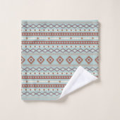 Aztec Mixed Motive Pattern Rusts Cream Blue Bad Handdoek (Wasdoekje)