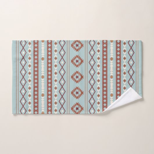Aztec Mixed Motive Pattern Rusts Cream Blue Bad Handdoek (Handdoek)