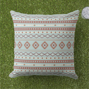 Aztec Mixed Motive Pattern Rusts Cream Blue Buitenkussen