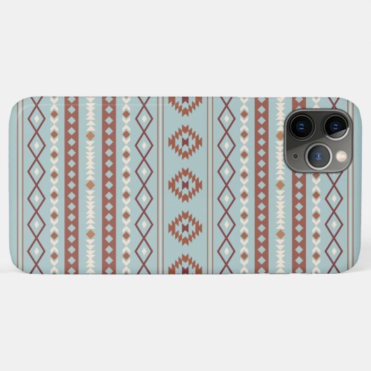 Aztec Mixed Motive Pattern Rusts Cream Blue Case-Mate iPhone Case (Achterkant (horizontaal))