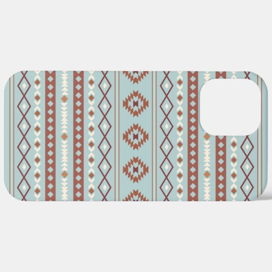 Aztec Mixed Motive Pattern Rusts Cream Blue Case-Mate iPhone Case (Achterkant / Rechts)