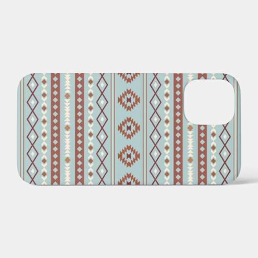 Aztec Mixed Motive Pattern Rusts Cream Blue Case-Mate iPhone Case (Achterkant (horizontaal))