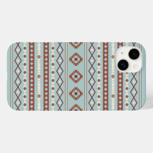 Aztec Mixed Motive Pattern Rusts Cream Blue Case-Mate iPhone Case (Achterkant (horizontaal))