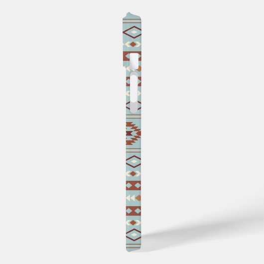 Aztec Mixed Motive Pattern Rusts Cream Blue Case-Mate iPhone Case (Achterkant / Links)