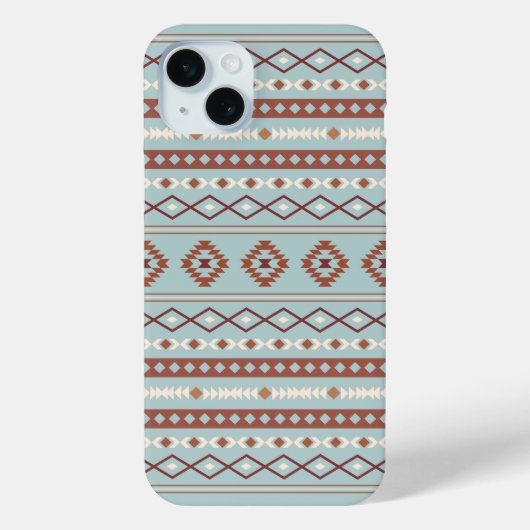 Aztec Mixed Motive Pattern Rusts Cream Blue Case-Mate iPhone Case (Achterkant)