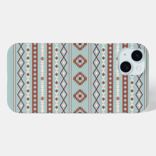 Aztec Mixed Motive Pattern Rusts Cream Blue Case-Mate iPhone Case (Achterkant (horizontaal))