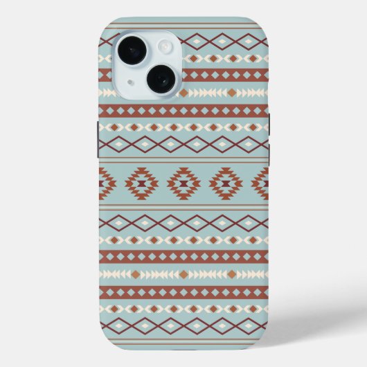 Aztec Mixed Motive Pattern Rusts Cream Blue Case-Mate iPhone Case (Achterkant)