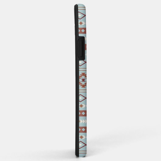 Aztec Mixed Motive Pattern Rusts Cream Blue Case-Mate iPhone Case (Achterkant/rechts)