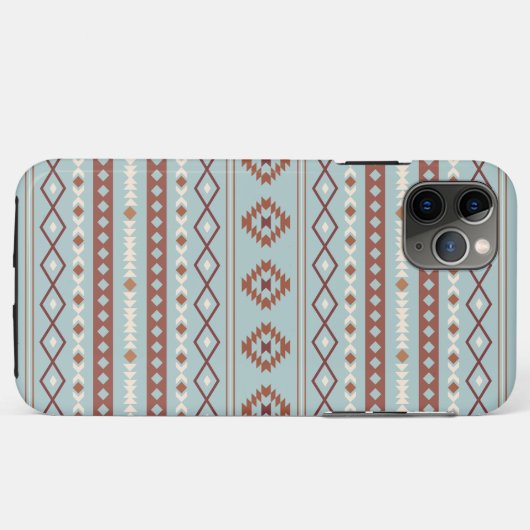 Aztec Mixed Motive Pattern Rusts Cream Blue Case-Mate iPhone Case (Achterkant (horizontaal))