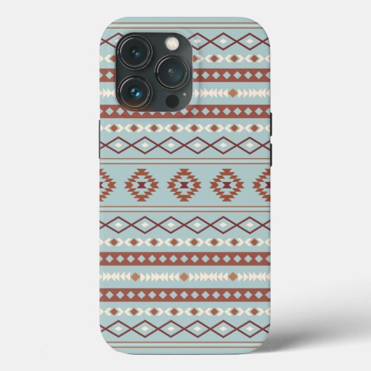 Aztec Mixed Motive Pattern Rusts Cream Blue Case-Mate iPhone Case (Achterkant)