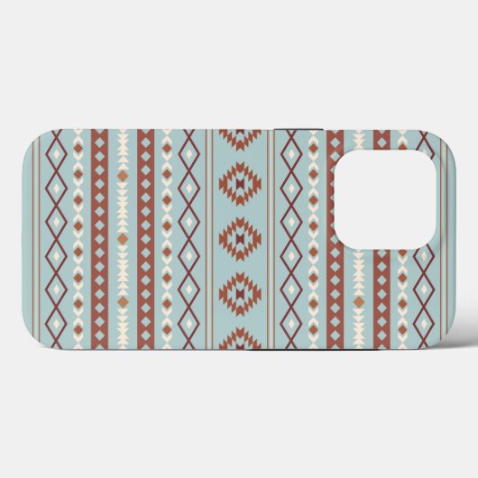 Aztec Mixed Motive Pattern Rusts Cream Blue Case-Mate iPhone Case (Achterkant (horizontaal))