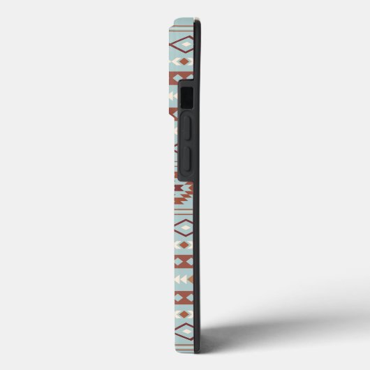 Aztec Mixed Motive Pattern Rusts Cream Blue Case-Mate iPhone Case (Achterkant / Links)