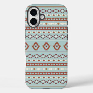 Aztec Mixed Motive Pattern Rusts Cream Blue iPhone 16 Plus Hoesje