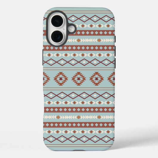 Aztec Mixed Motive Pattern Rusts Cream Blue Case-Mate iPhone Case (Achterkant)