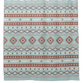 Aztec Mixed Motive Pattern Rusts Cream Blue Douchegordijn (Voorkant)