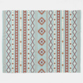 Aztec Mixed Motive Pattern Rusts Cream Blue Fleece Deken (Voorkant (Horizontaal))
