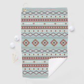 Aztec Mixed Motive Pattern Rusts Cream Blue Golfhanddoek (Insitu)