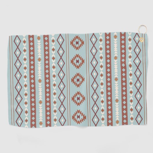 Aztec Mixed Motive Pattern Rusts Cream Blue Golfhanddoek (Horizontaal)