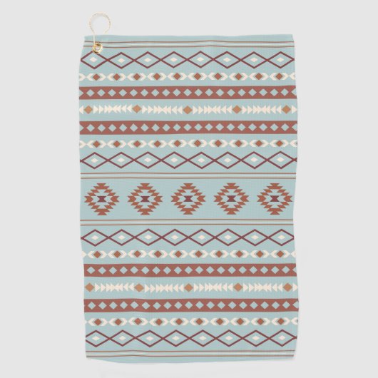 Aztec Mixed Motive Pattern Rusts Cream Blue Golfhanddoek (Voorkant)