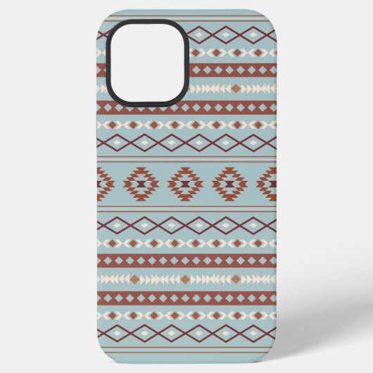 Aztec Mixed Motive Pattern Rusts Cream Blue iPhone Hoesje (Achterkant)