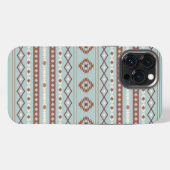 Aztec Mixed Motive Pattern Rusts Cream Blue iPhone Hoesje (Achterkant horizontaal)