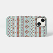 Aztec Mixed Motive Pattern Rusts Cream Blue iPhone Hoesje (Achterkant horizontaal)