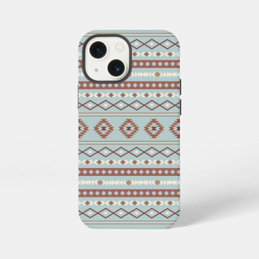 Aztec Mixed Motive Pattern Rusts Cream Blue iPhone Hoesje (Achterkant)