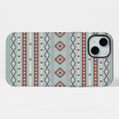 Aztec Mixed Motive Pattern Rusts Cream Blue iPhone Hoesje (Achterkant horizontaal)