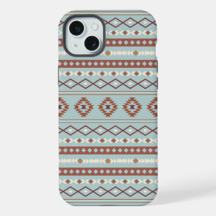 Aztec Mixed Motive Pattern Rusts Cream Blue iPhone 15 Plus Case